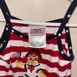 18m girls Raggedy Ann & Andy Red White Striped Toddler Dress Raggedy Ann Patch